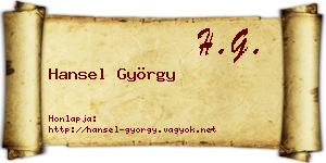 Hansel György névjegykártya